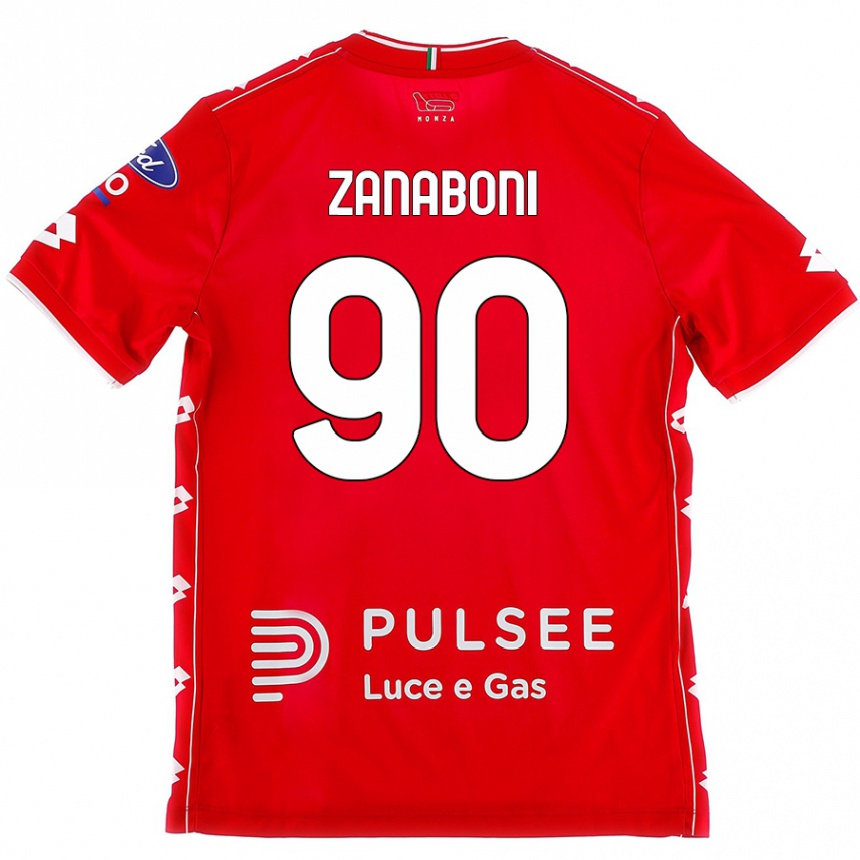 Herren Fußball Emanuele Zanaboni #90 Rot Weiß Heimtrikot Trikot 2024/25 T-Shirt Luxemburg