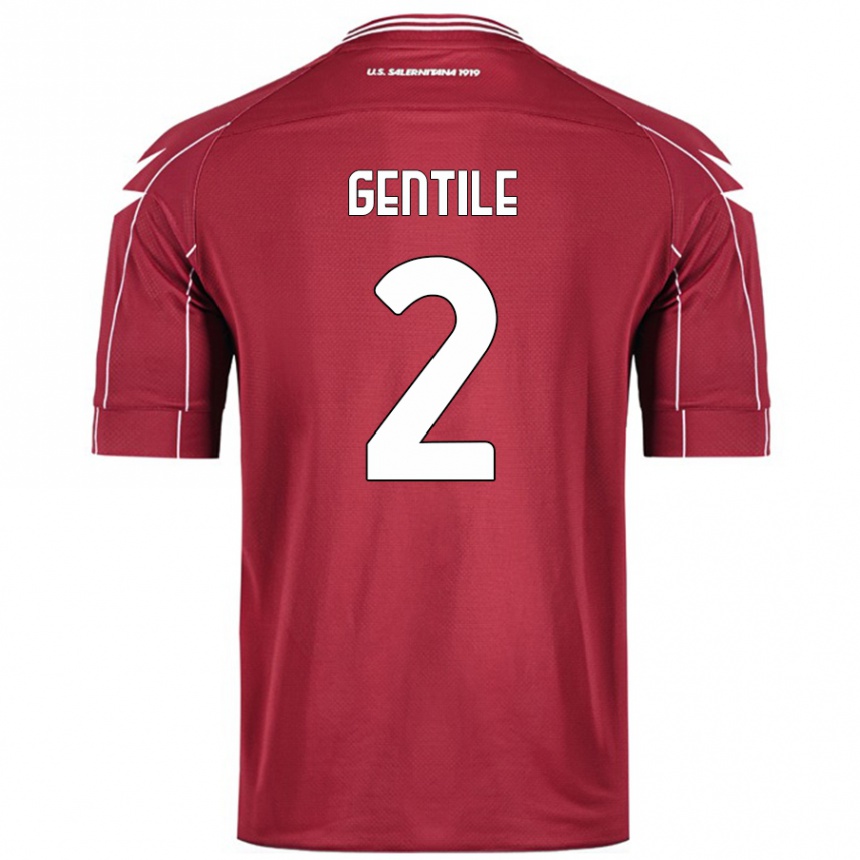 Herren Fußball Davide Gentile #2 Burgundrot Heimtrikot Trikot 2024/25 T-Shirt Luxemburg