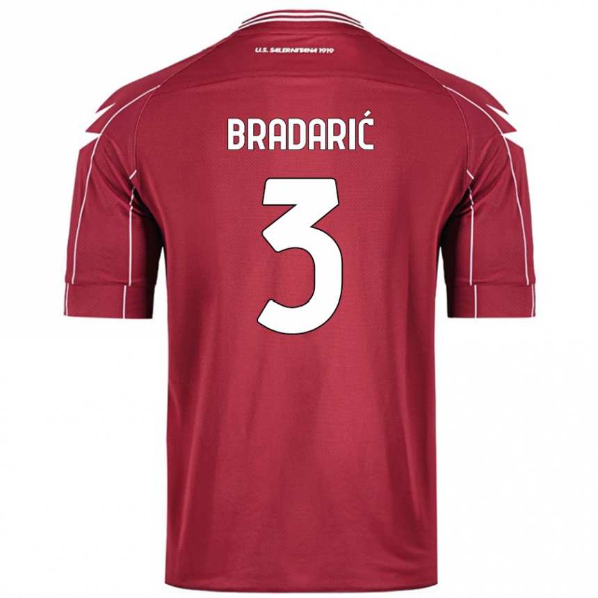 Herren Fußball Domagoj Bradarić #3 Burgundrot Heimtrikot Trikot 2024/25 T-Shirt Luxemburg