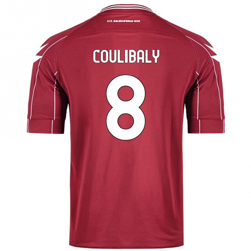 Herren Fußball Mamadou Coulibaly #8 Burgundrot Heimtrikot Trikot 2024/25 T-Shirt Luxemburg