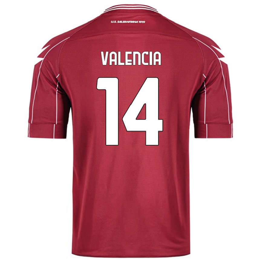 Herren Fußball Diego Valencia #14 Burgundrot Heimtrikot Trikot 2024/25 T-Shirt Luxemburg