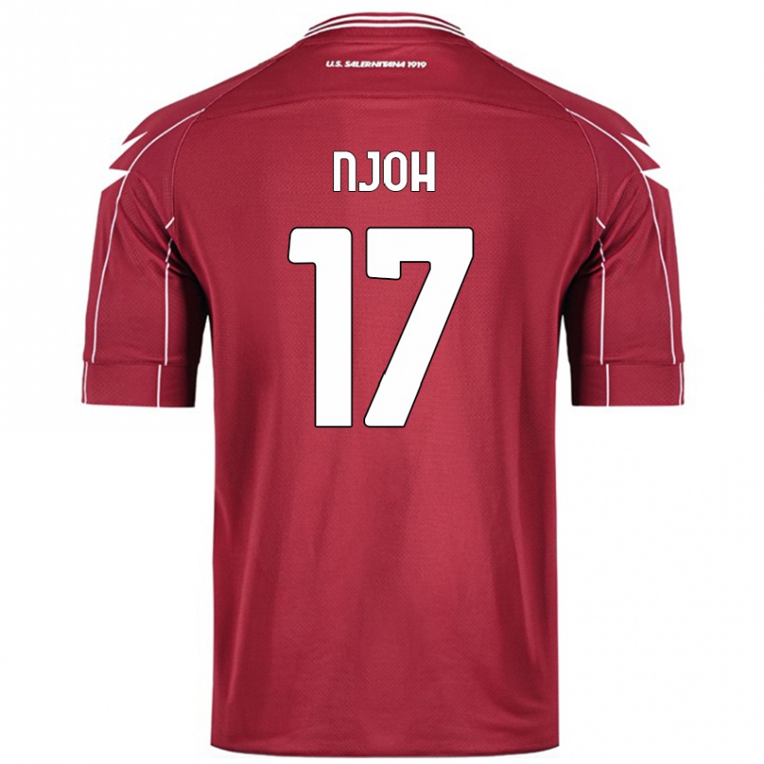 Herren Fußball Lilian Njoh #17 Burgundrot Heimtrikot Trikot 2024/25 T-Shirt Luxemburg