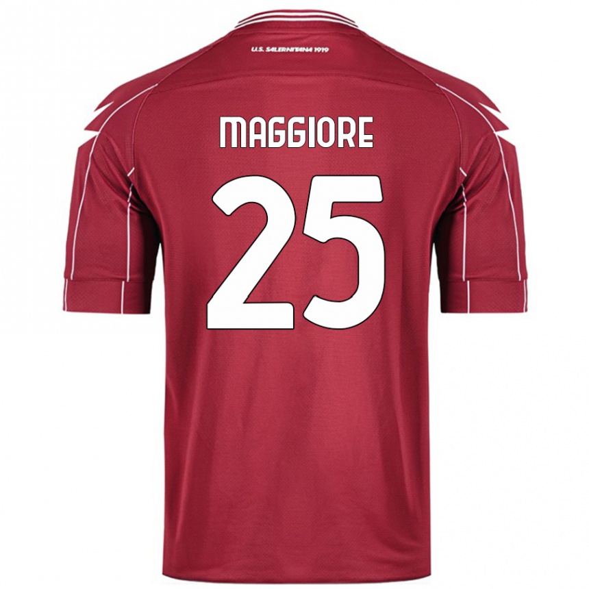 Herren Fußball Giulio Maggiore #25 Burgundrot Heimtrikot Trikot 2024/25 T-Shirt Luxemburg