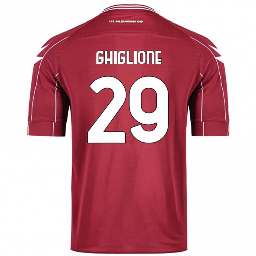 Herren Fußball Paolo Ghiglione #29 Burgundrot Heimtrikot Trikot 2024/25 T-Shirt Luxemburg