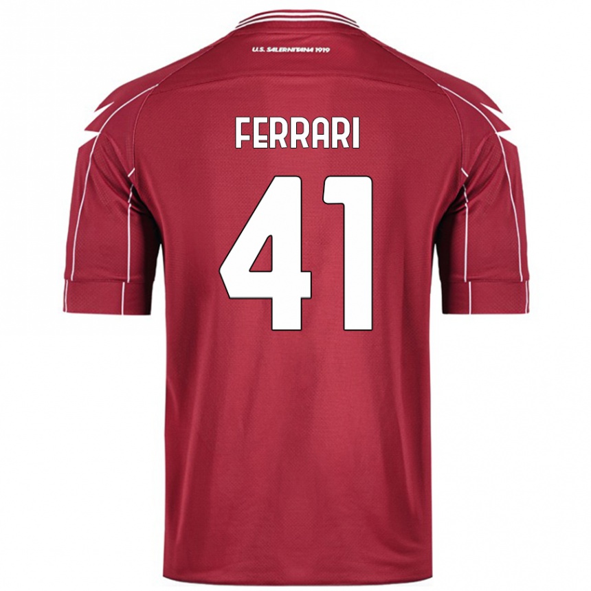 Herren Fußball Tommaso Ferrari #41 Burgundrot Heimtrikot Trikot 2024/25 T-Shirt Luxemburg