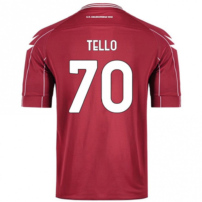 Herren Fußball Andrés Tello #70 Burgundrot Heimtrikot Trikot 2024/25 T-Shirt Luxemburg