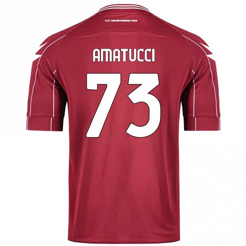 Herren Fußball Lorenzo Amatucci #73 Burgundrot Heimtrikot Trikot 2024/25 T-Shirt Luxemburg