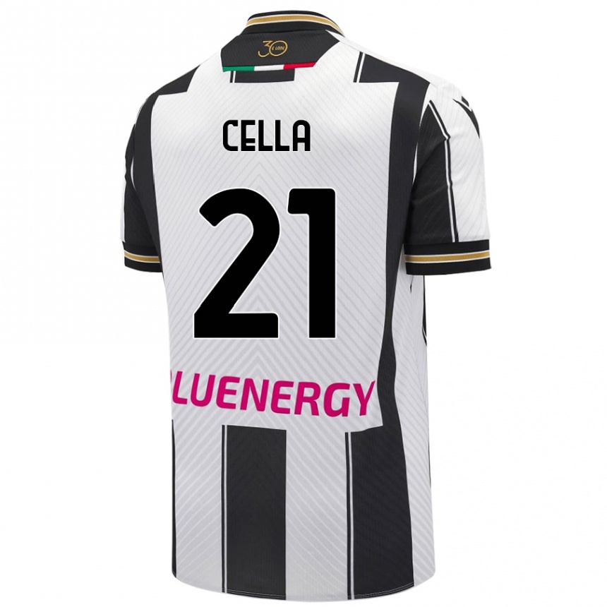 Herren Fußball Leonardo Cella #21 Weiß Schwarz Heimtrikot Trikot 2024/25 T-Shirt Luxemburg