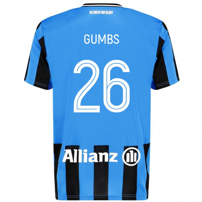 Herren Fußball Aisse Gumbs #26 Himmelblau Schwarz Heimtrikot Trikot 2024/25 T-Shirt Luxemburg