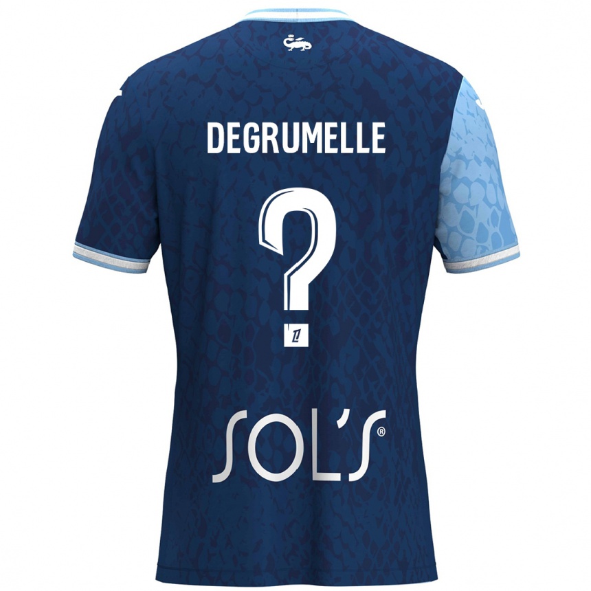 Herren Fußball Matéo Degrumelle #0 Himmelblau Dunkelblau Heimtrikot Trikot 2024/25 T-Shirt Luxemburg