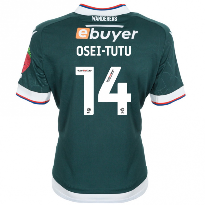 Herren Fußball Jordi Osei-Tutu #14 Dunkelgrün Auswärtstrikot Trikot 2024/25 T-Shirt Luxemburg