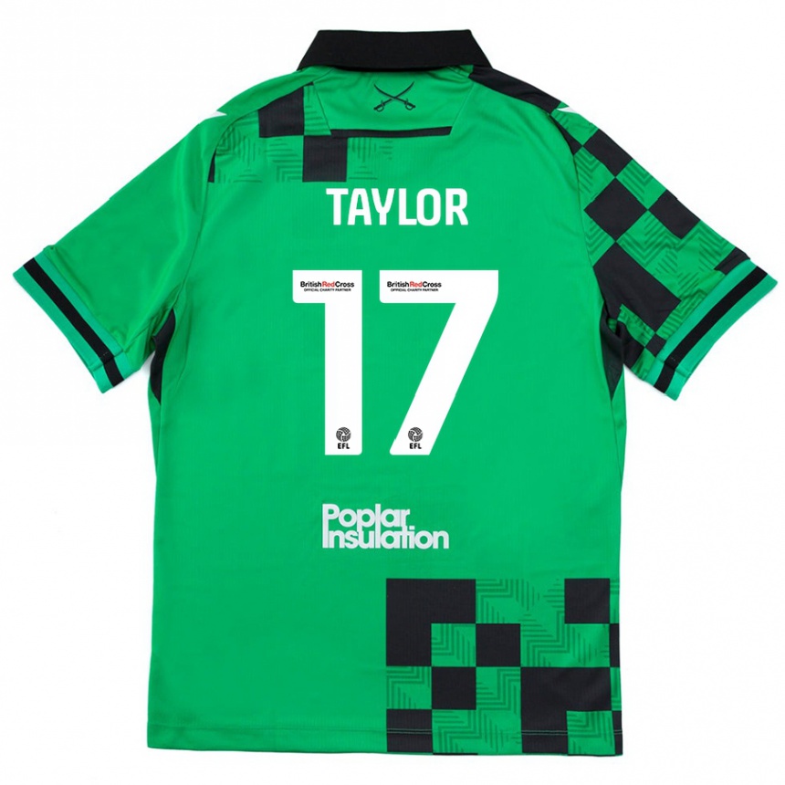 Herren Fußball Connor Taylor #17 Grün Schwarz Auswärtstrikot Trikot 2024/25 T-Shirt Luxemburg