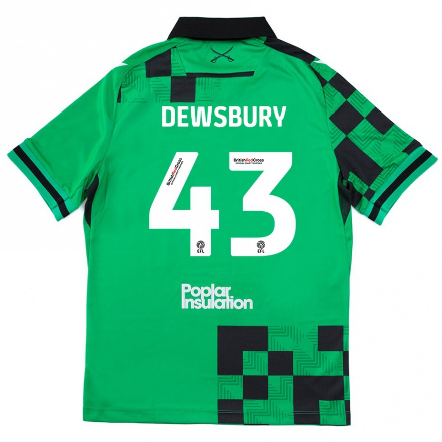 Herren Fußball Ollie Dewsbury #43 Grün Schwarz Auswärtstrikot Trikot 2024/25 T-Shirt Luxemburg