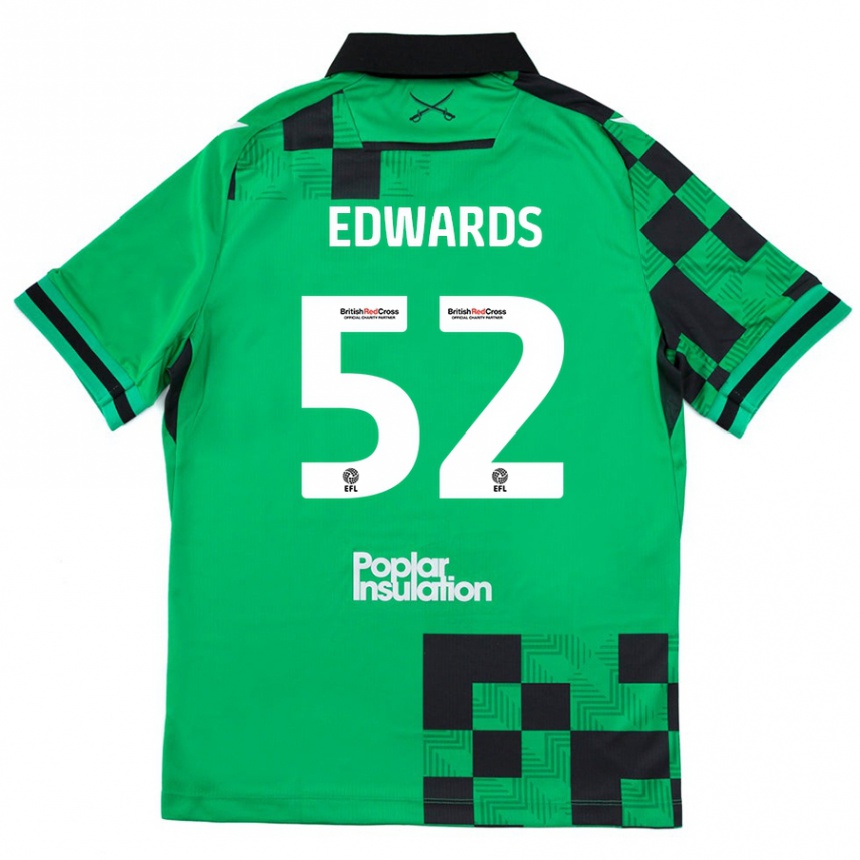 Herren Fußball Max Edwards #52 Grün Schwarz Auswärtstrikot Trikot 2024/25 T-Shirt Luxemburg