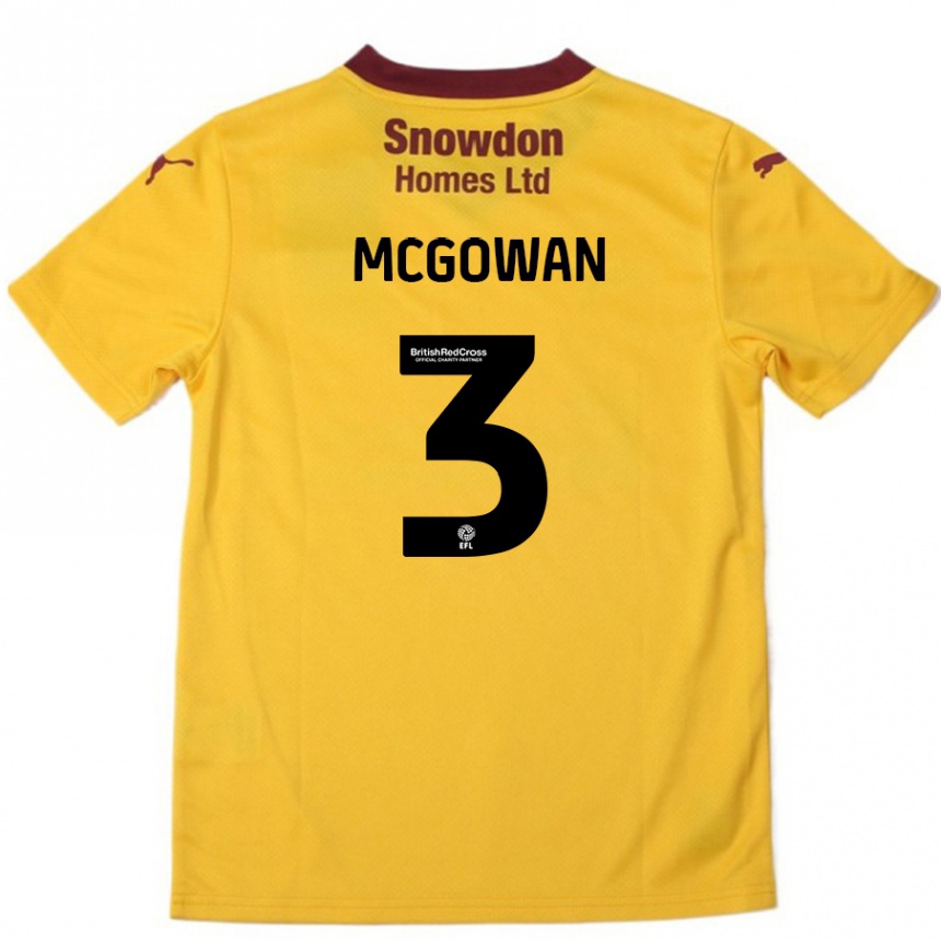 Herren Fußball Aaron Mcgowan #3 Orange Burgunderrot Auswärtstrikot Trikot 2024/25 T-Shirt Luxemburg