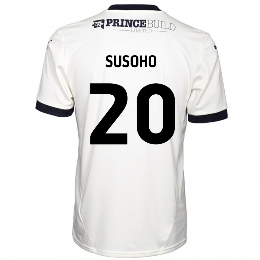 Herren Fußball Mahamadou Susoho #20 Cremeweiß Schwarz Auswärtstrikot Trikot 2024/25 T-Shirt Luxemburg