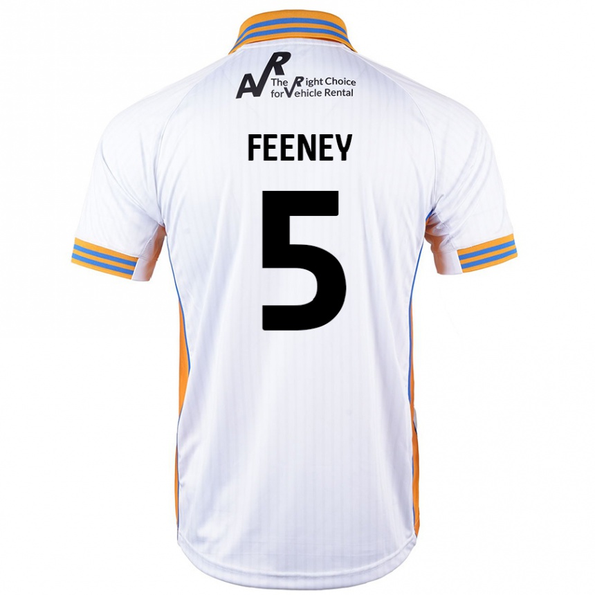 Herren Fußball Morgan Feeney #5 Weiß Auswärtstrikot Trikot 2024/25 T-Shirt Luxemburg