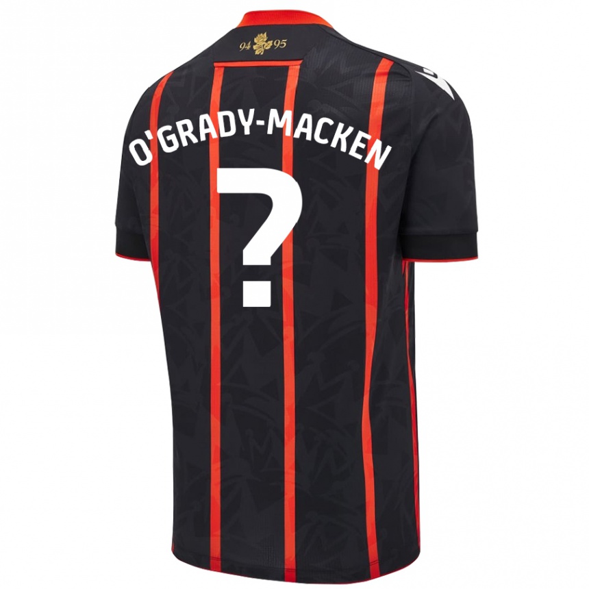 Herren Fußball Harley O'grady-Macken #0 Schwarz Rot Auswärtstrikot Trikot 2024/25 T-Shirt Luxemburg