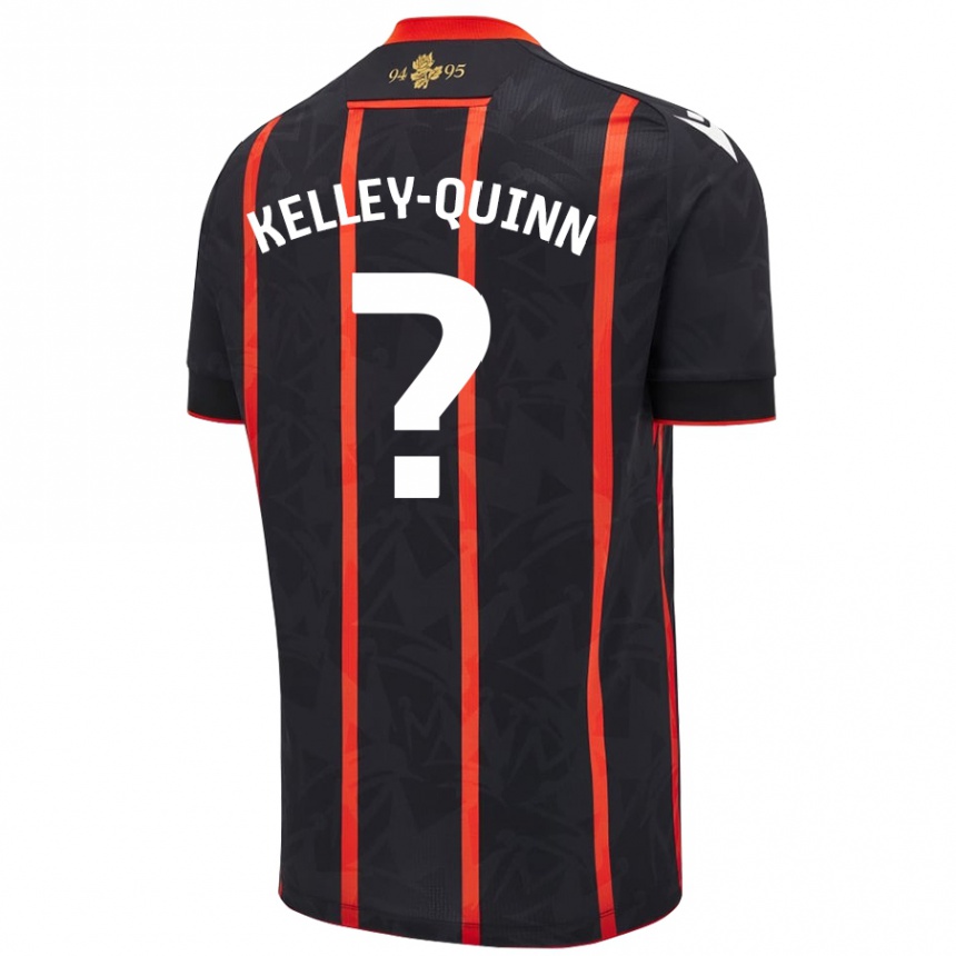 Herren Fußball Leon Kelley-Quinn #0 Schwarz Rot Auswärtstrikot Trikot 2024/25 T-Shirt Luxemburg