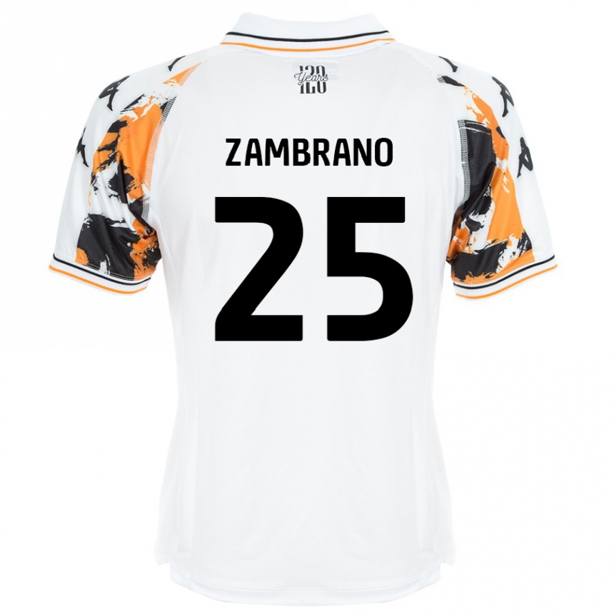 Herren Fußball Óscar Zambrano #25 Weiß Auswärtstrikot Trikot 2024/25 T-Shirt Luxemburg