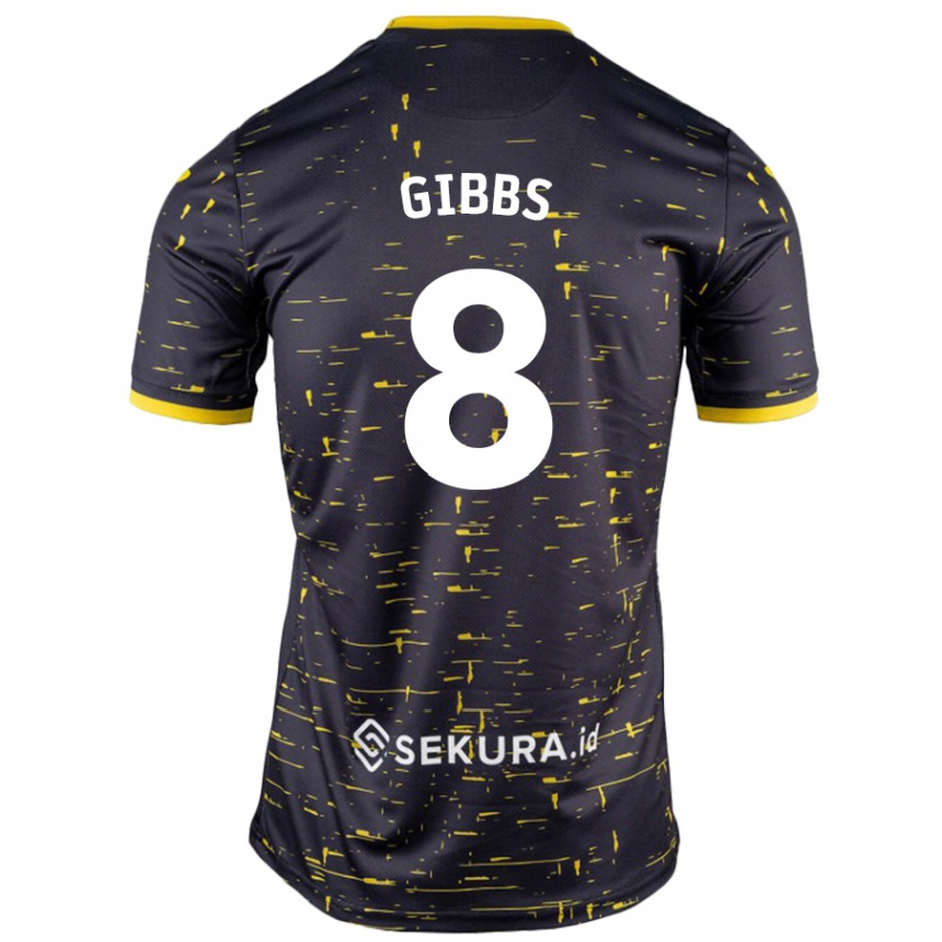 Herren Fußball Liam Gibbs #8 Schwarz Gelb Auswärtstrikot Trikot 2024/25 T-Shirt Luxemburg