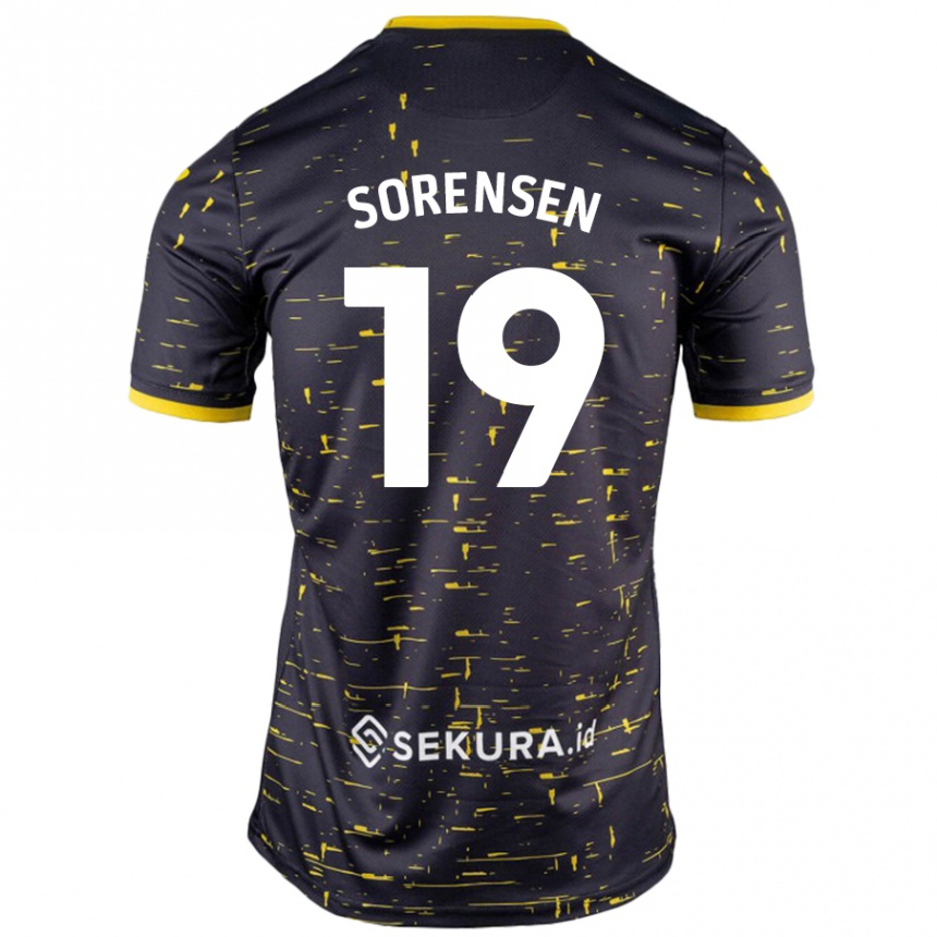 Herren Fußball Jacob Lungi Sørensen #19 Schwarz Gelb Auswärtstrikot Trikot 2024/25 T-Shirt Luxemburg