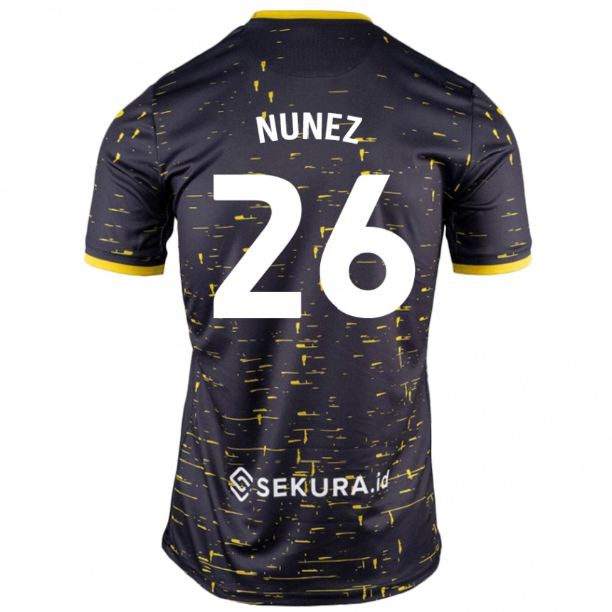 Herren Fußball Marcelino Núñez #26 Schwarz Gelb Auswärtstrikot Trikot 2024/25 T-Shirt Luxemburg