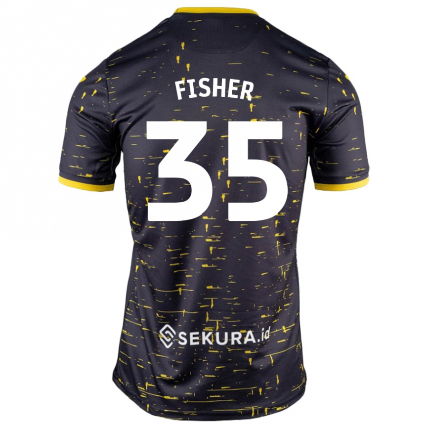 Herren Fußball Kellen Fisher #35 Schwarz Gelb Auswärtstrikot Trikot 2024/25 T-Shirt Luxemburg