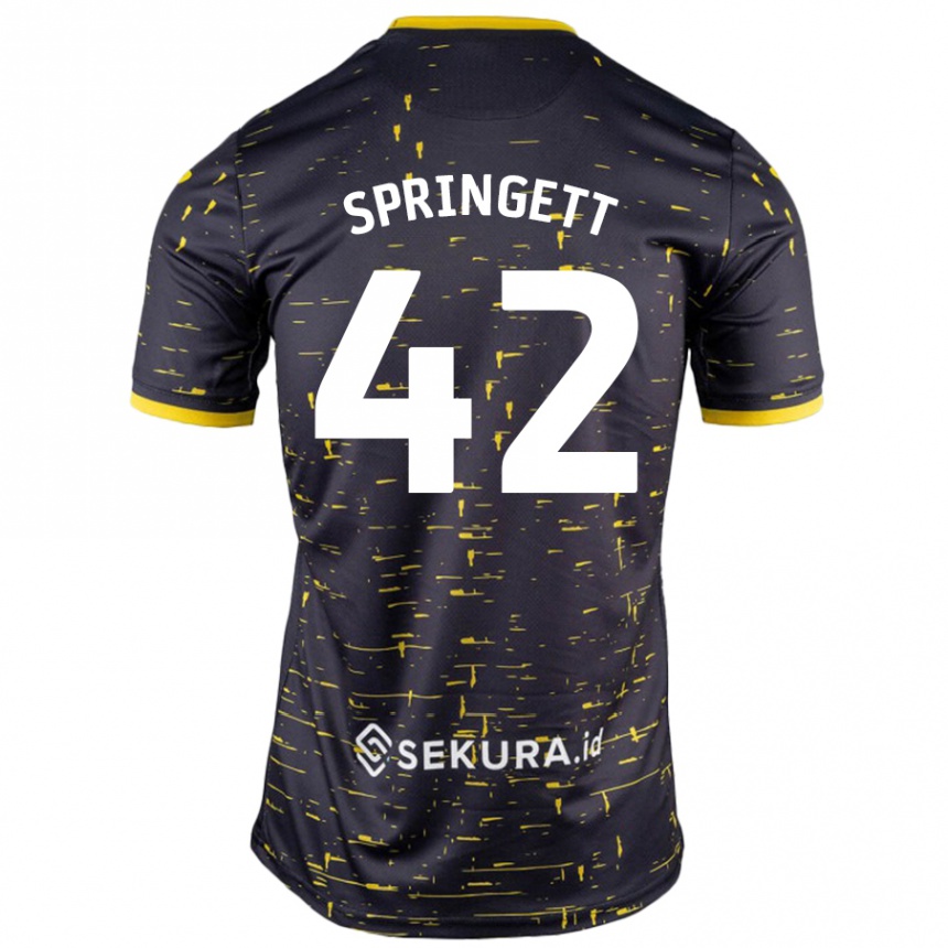 Herren Fußball Tony Springett #42 Schwarz Gelb Auswärtstrikot Trikot 2024/25 T-Shirt Luxemburg