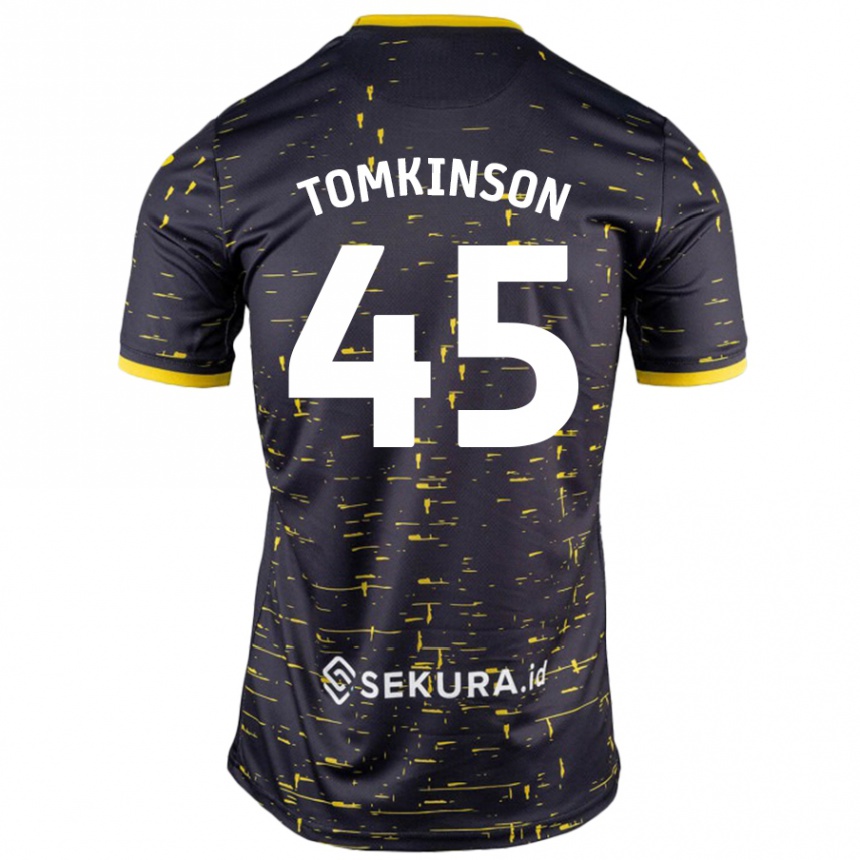 Herren Fußball Jonathan Tomkinson #45 Schwarz Gelb Auswärtstrikot Trikot 2024/25 T-Shirt Luxemburg