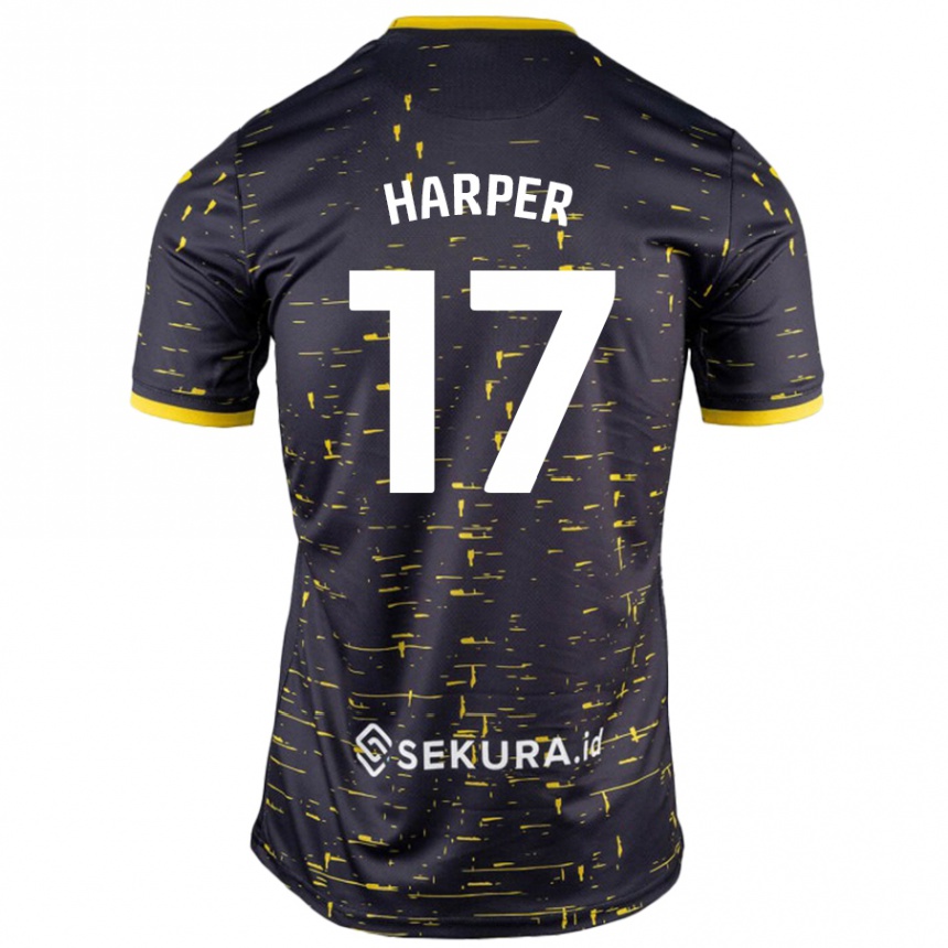 Herren Fußball Jess Harper #17 Schwarz Gelb Auswärtstrikot Trikot 2024/25 T-Shirt Luxemburg