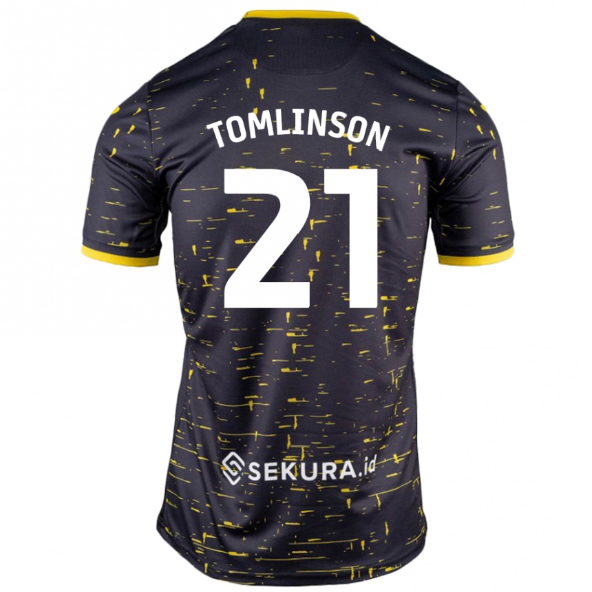 Herren Fußball Lauren Tomlinson #21 Schwarz Gelb Auswärtstrikot Trikot 2024/25 T-Shirt Luxemburg