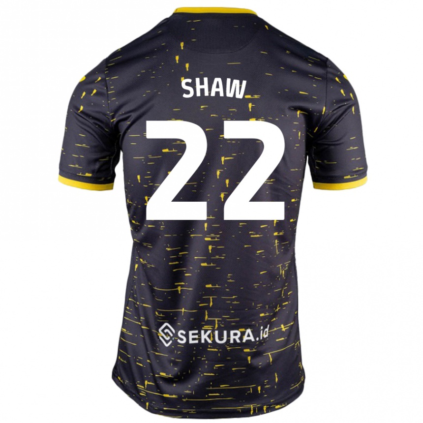 Herren Fußball Shannon Shaw #22 Schwarz Gelb Auswärtstrikot Trikot 2024/25 T-Shirt Luxemburg