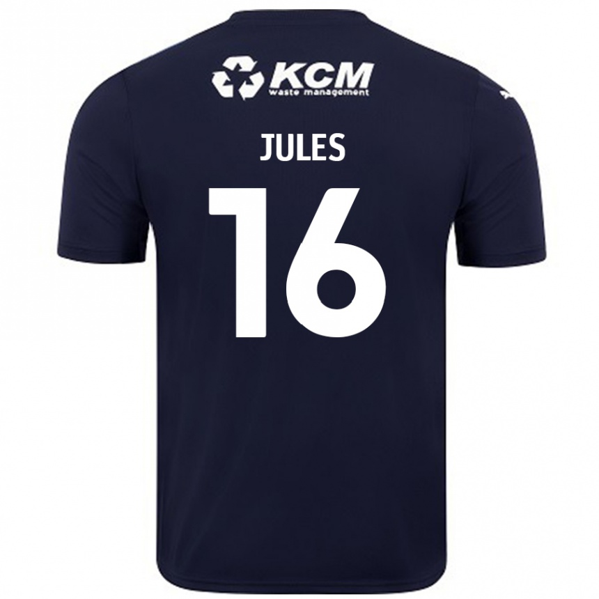 Herren Fußball Zak Jules #16 Marineblau Auswärtstrikot Trikot 2024/25 T-Shirt Luxemburg