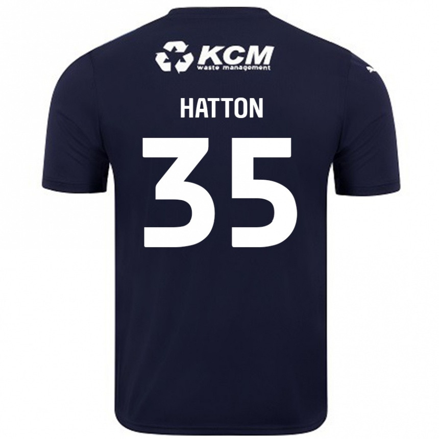 Herren Fußball Ben Hatton #35 Marineblau Auswärtstrikot Trikot 2024/25 T-Shirt Luxemburg