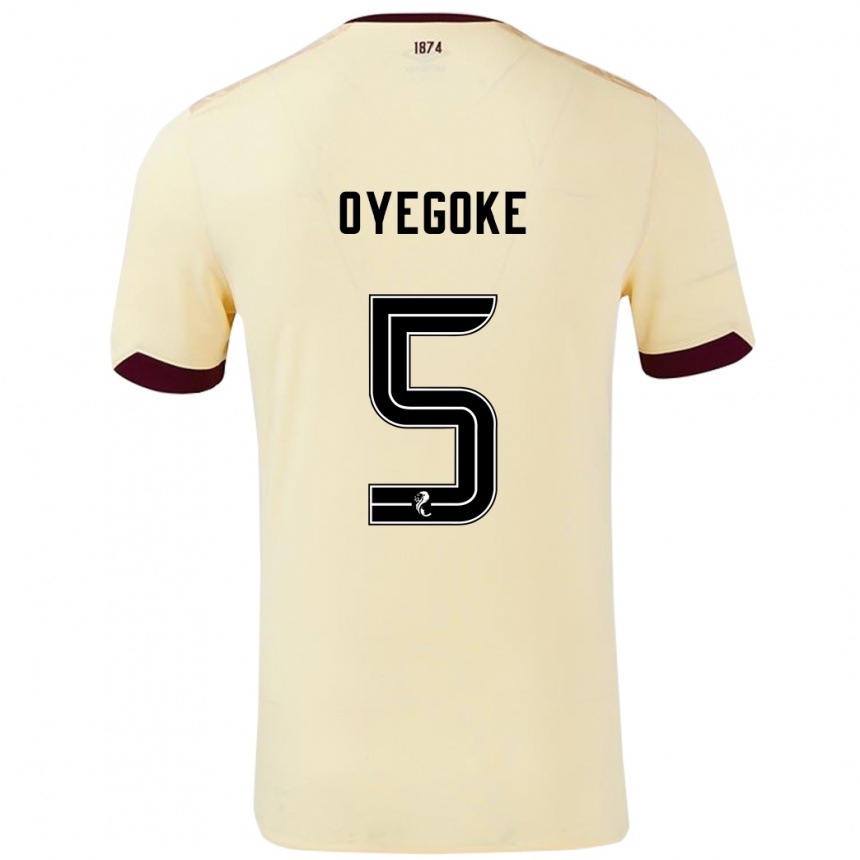 Herren Fußball Daniel Oyegoke #5 Creme Burgunderrot Auswärtstrikot Trikot 2024/25 T-Shirt Luxemburg