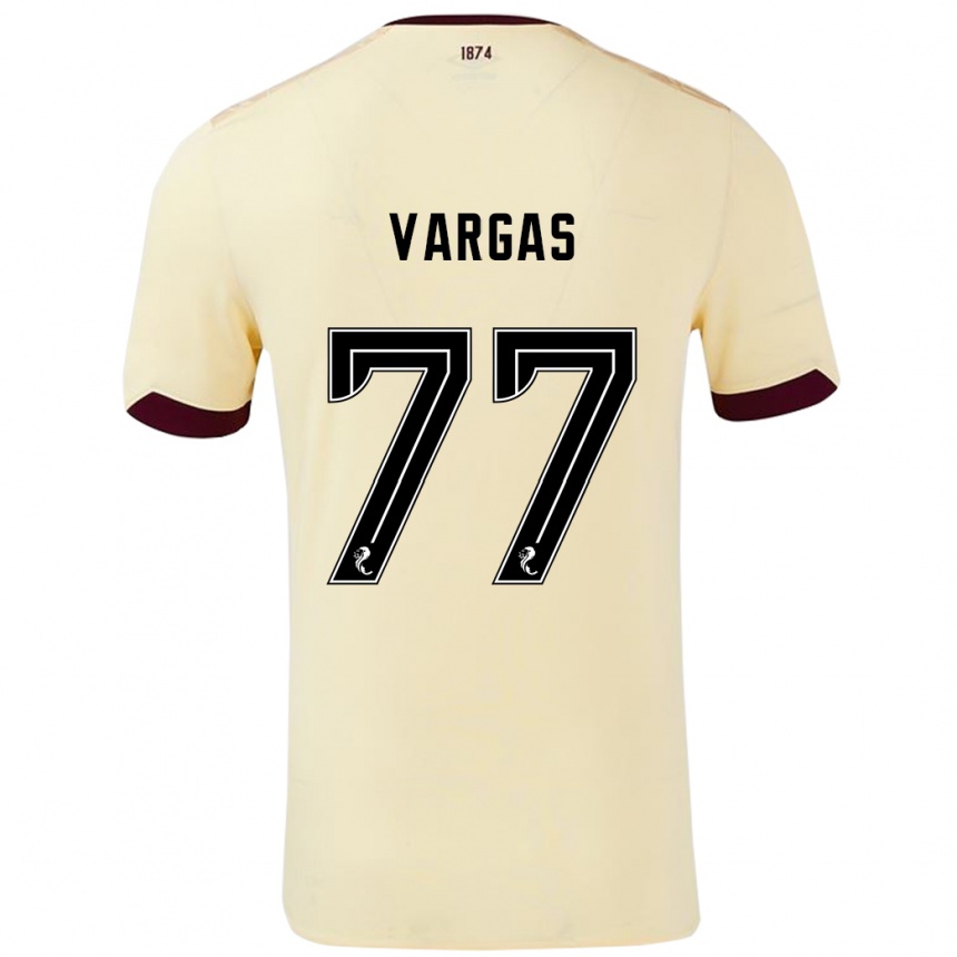 Herren Fußball Kenneth Vargas #77 Creme Burgunderrot Auswärtstrikot Trikot 2024/25 T-Shirt Luxemburg