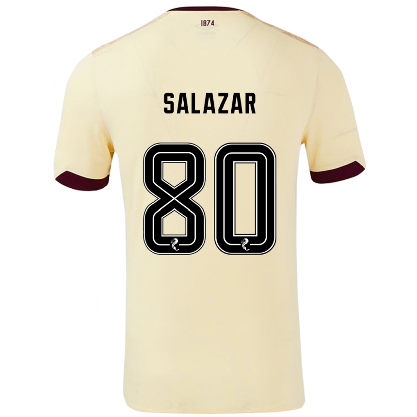 Herren Fußball Andrés Salazar #80 Creme Burgunderrot Auswärtstrikot Trikot 2024/25 T-Shirt Luxemburg