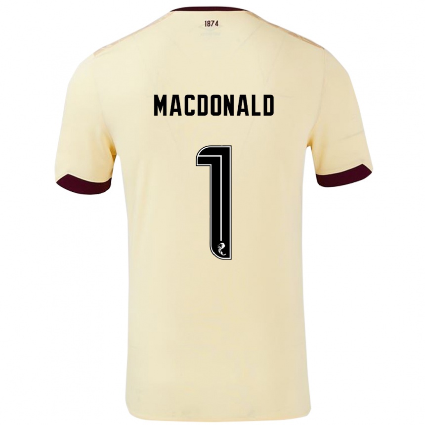 Herren Fußball Jamie Macdonald #1 Creme Burgunderrot Auswärtstrikot Trikot 2024/25 T-Shirt Luxemburg