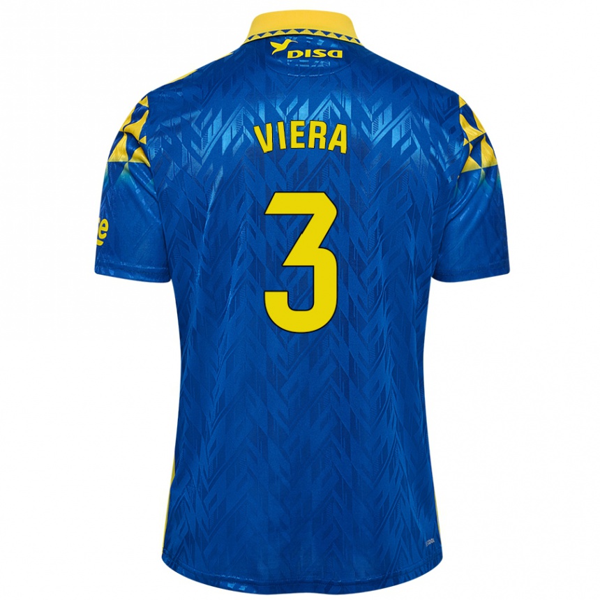 Herren Fußball Óliver Viera #3 Blau Gelb Auswärtstrikot Trikot 2024/25 T-Shirt Luxemburg