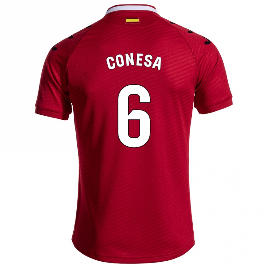 Herren Fußball Nico Conesa #6 Dunkelrot Auswärtstrikot Trikot 2024/25 T-Shirt Luxemburg