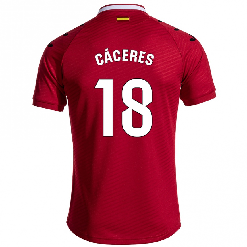 Herren Fußball Damián Cáceres #18 Dunkelrot Auswärtstrikot Trikot 2024/25 T-Shirt Luxemburg