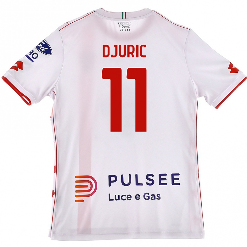 Herren Fußball Milan Djuric #11 Weiß Rot Auswärtstrikot Trikot 2024/25 T-Shirt Luxemburg