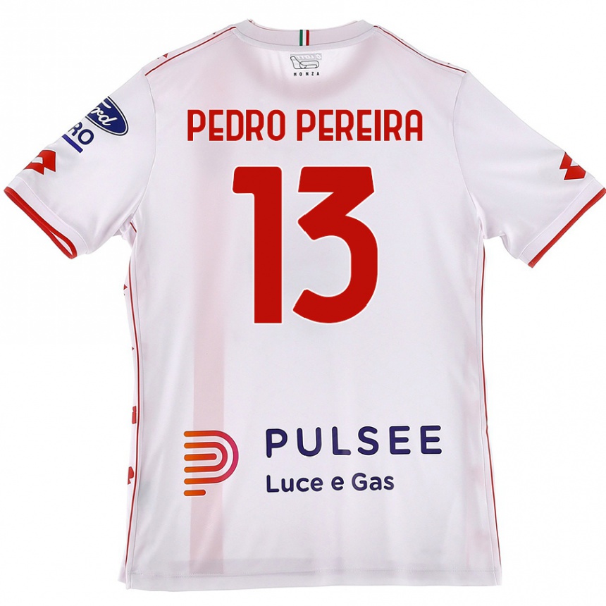 Herren Fußball Pedro Pereira #13 Weiß Rot Auswärtstrikot Trikot 2024/25 T-Shirt Luxemburg