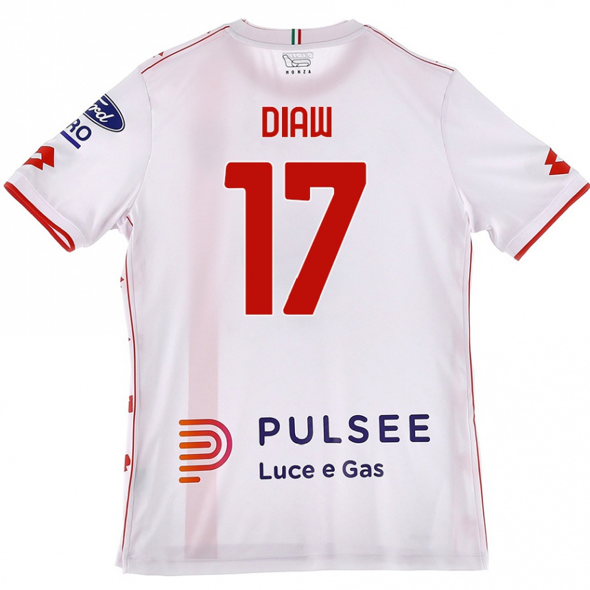 Herren Fußball Davide Diaw #17 Weiß Rot Auswärtstrikot Trikot 2024/25 T-Shirt Luxemburg