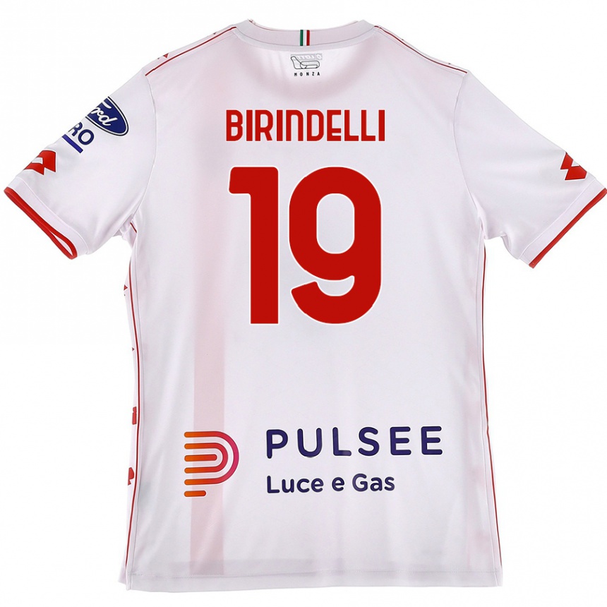 Herren Fußball Samuele Birindelli #19 Weiß Rot Auswärtstrikot Trikot 2024/25 T-Shirt Luxemburg