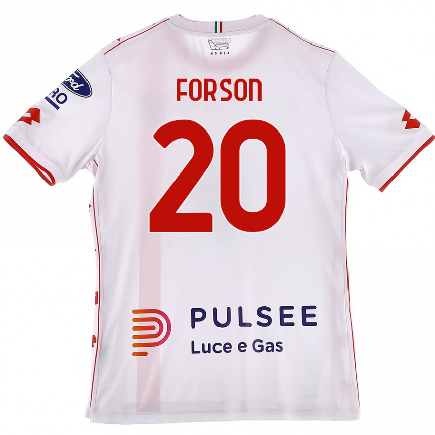 Herren Fußball Omari Forson #20 Weiß Rot Auswärtstrikot Trikot 2024/25 T-Shirt Luxemburg