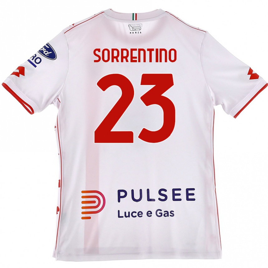 Herren Fußball Alessandro Sorrentino #23 Weiß Rot Auswärtstrikot Trikot 2024/25 T-Shirt Luxemburg