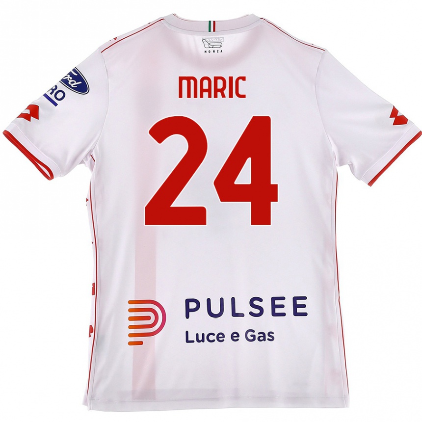 Herren Fußball Mirko Maric #24 Weiß Rot Auswärtstrikot Trikot 2024/25 T-Shirt Luxemburg