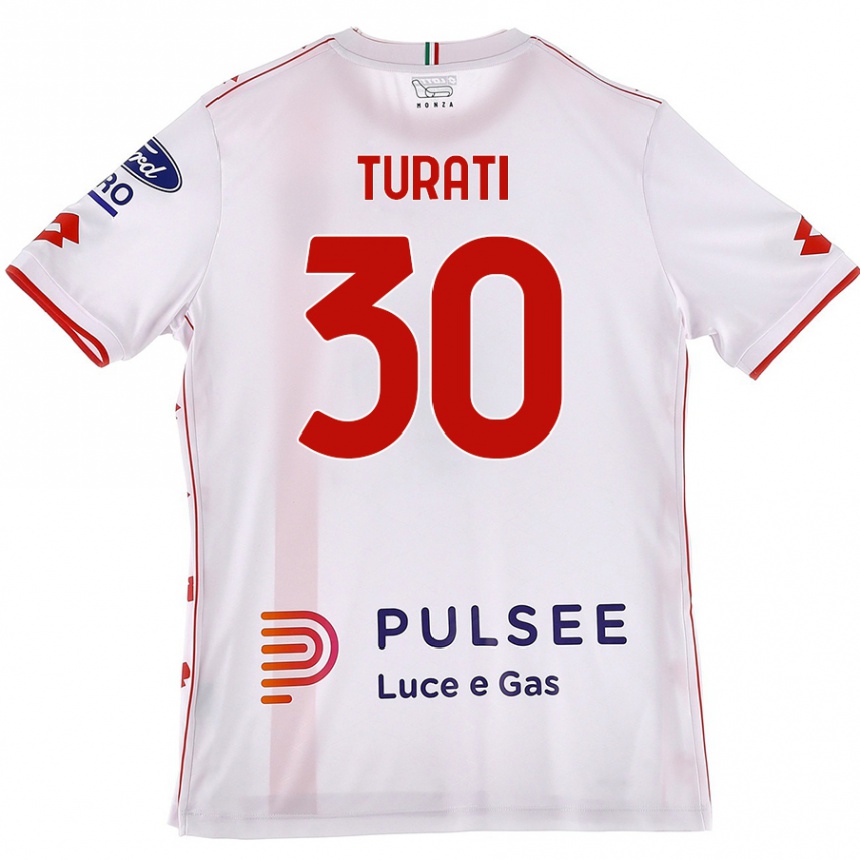 Herren Fußball Stefano Turati #30 Weiß Rot Auswärtstrikot Trikot 2024/25 T-Shirt Luxemburg